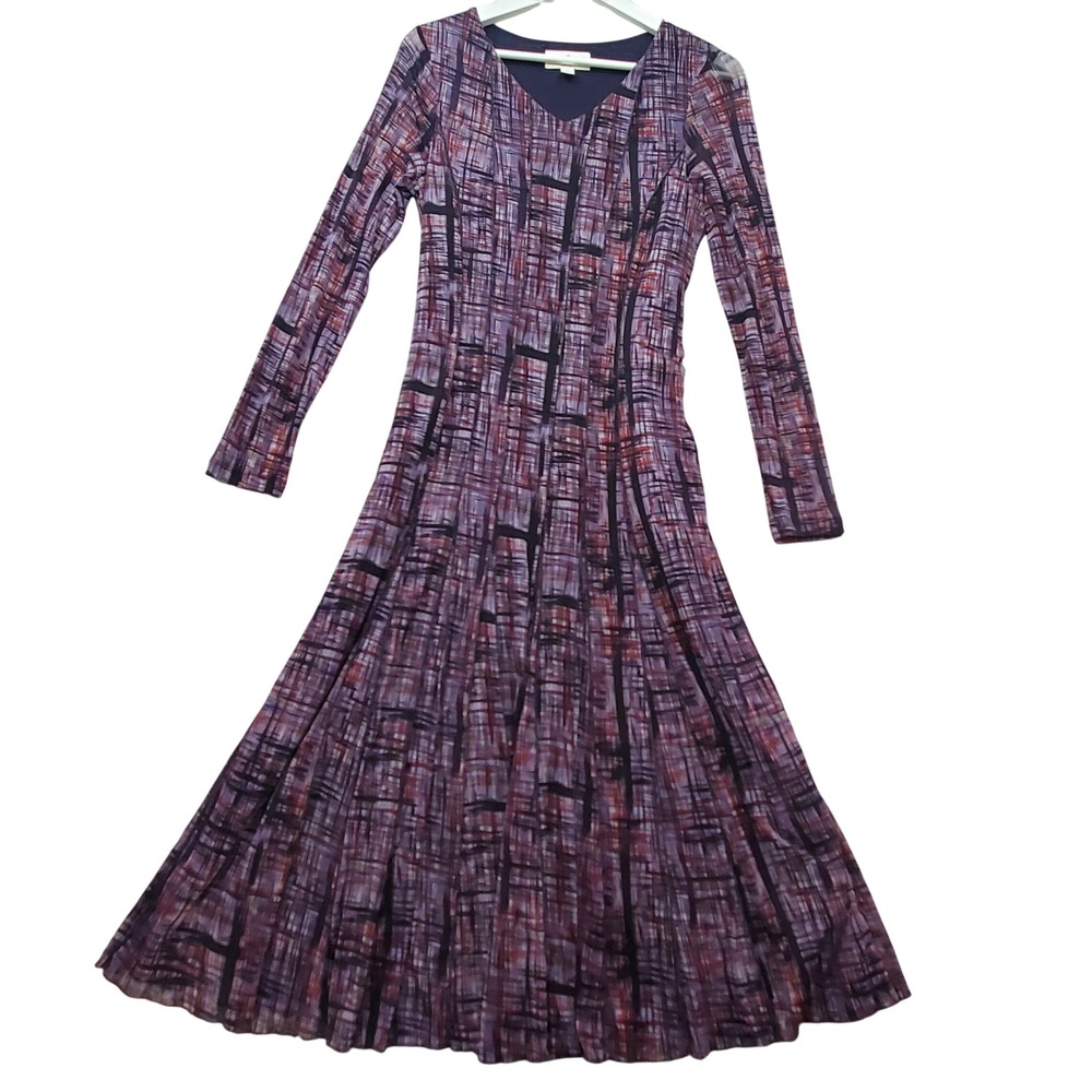 Norm Thompson Midi Dress Womens Small Purple Abstract A-line Geometric Capsule